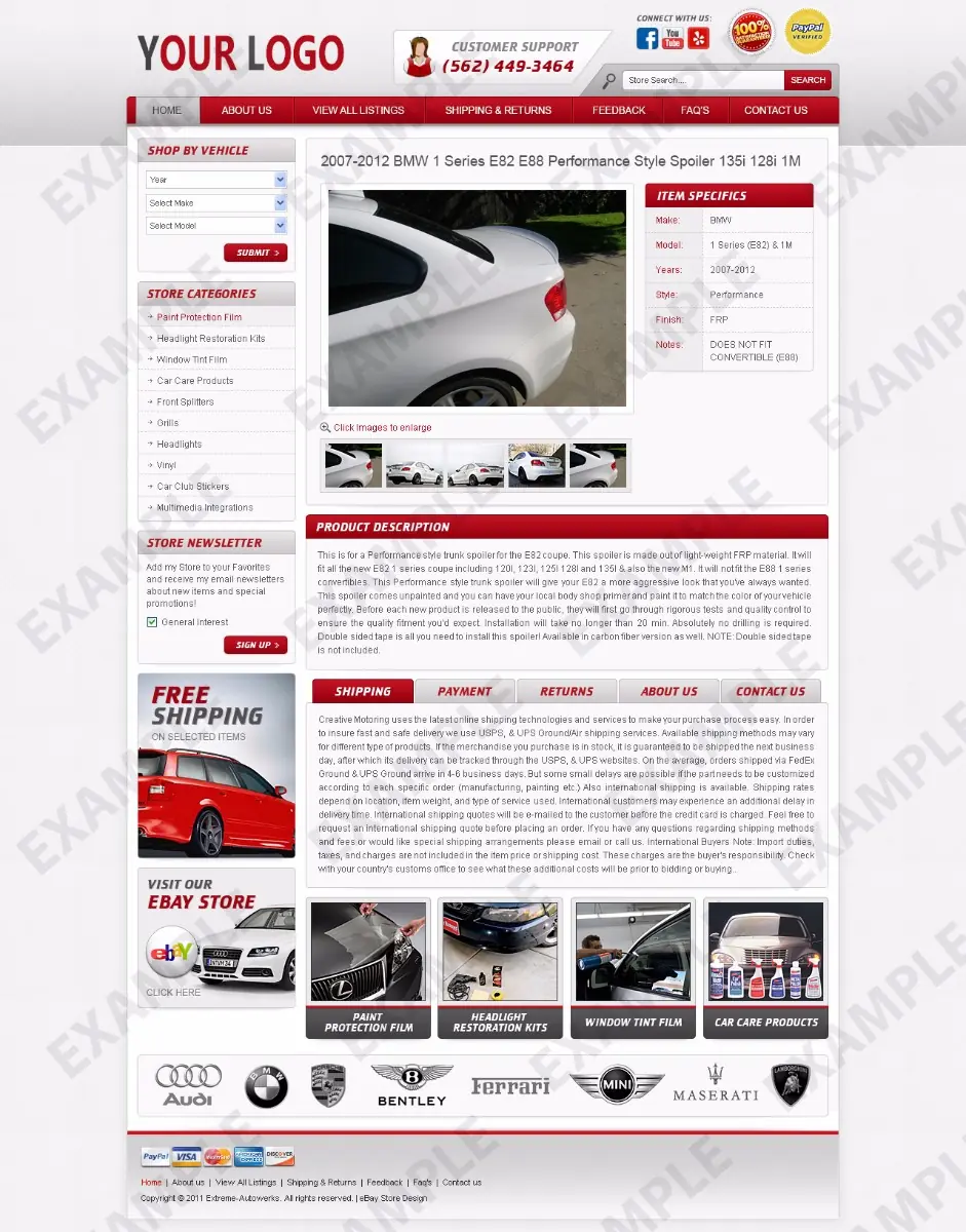 Quixo premade eBay listing template #1258 for automotive