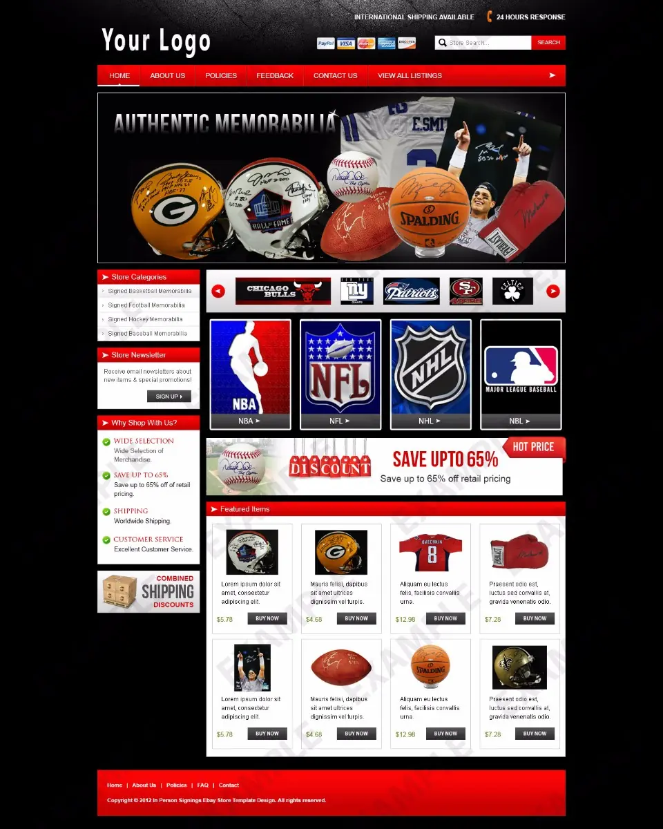 Edgesphere premade eBay store design #1276 for hobbies