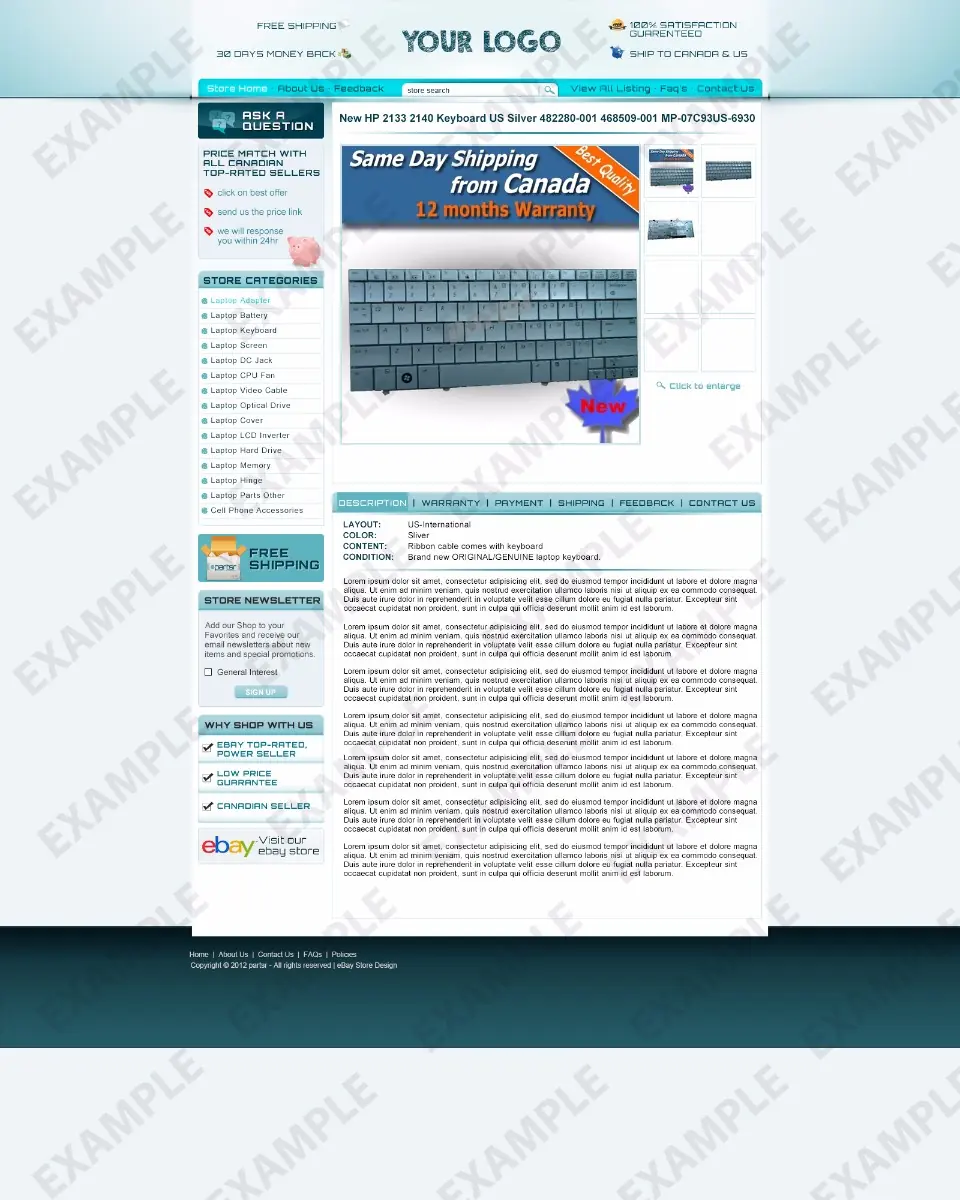Jander premade eBay listing template #1316 for electronics & cameras