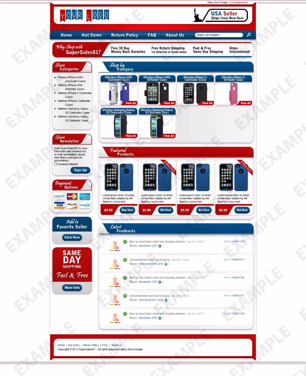 Trivia premade eBay store design #1209 for cell phones