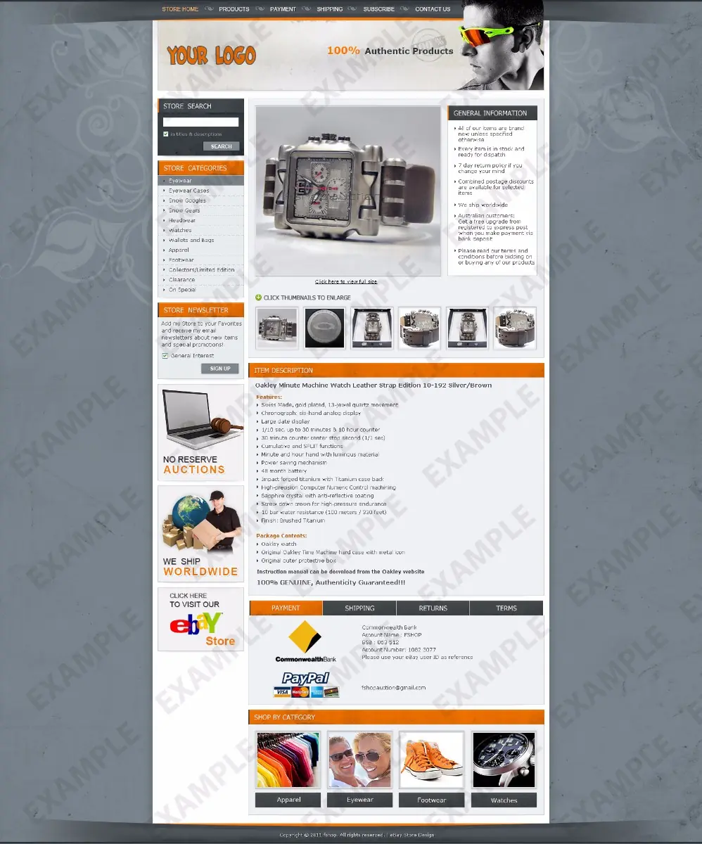 Riffcube premade eBay listing template #1208 for apparel & shoes
