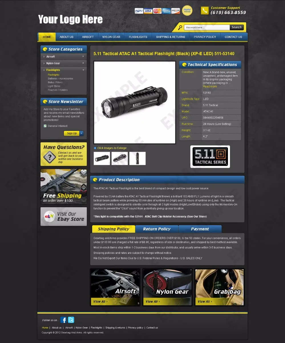 Babblelounge premade eBay listing template #1242 for sporting goods